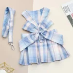 Peitoral Xadrez Lacinho Azul – Praia Pet